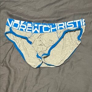 Andrew Christian Gray Briefs with Blue Accents